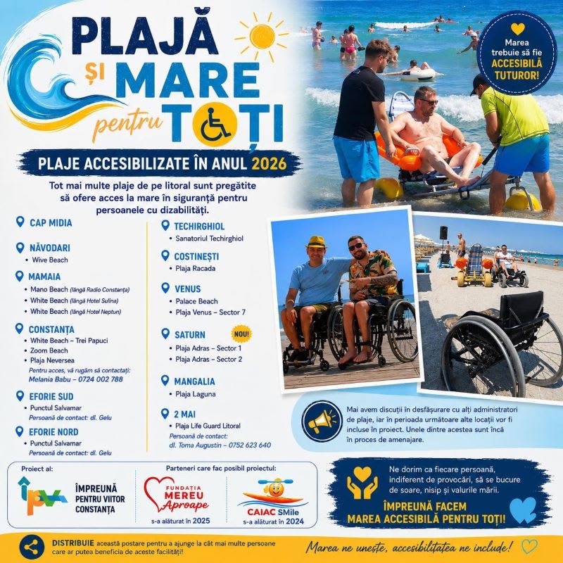 Plajă accesibilizată pentru persoane cu dizabilități pe litoralul românesc