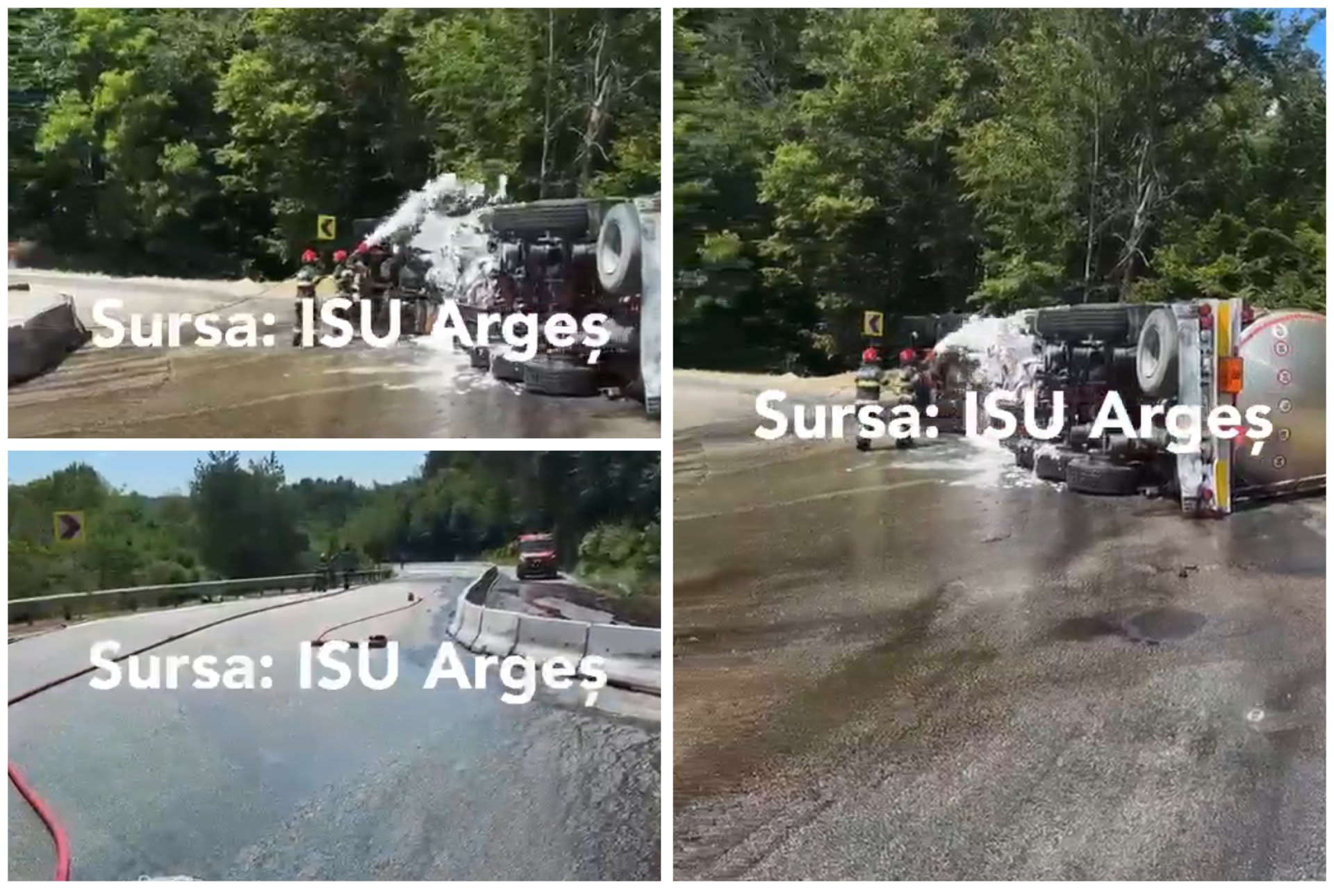 Autocisternă răsturnată pe DN 7 în Argeș, echipaje de urgență în acțiune Autocisternă răsturnată pe DN 7 în Argeș, echipaje de urgență în acțiune