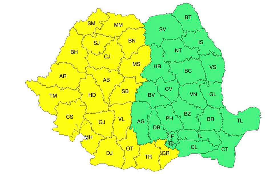 Fenomene meteo severe în munții Vâlcii, grindină și furtuni