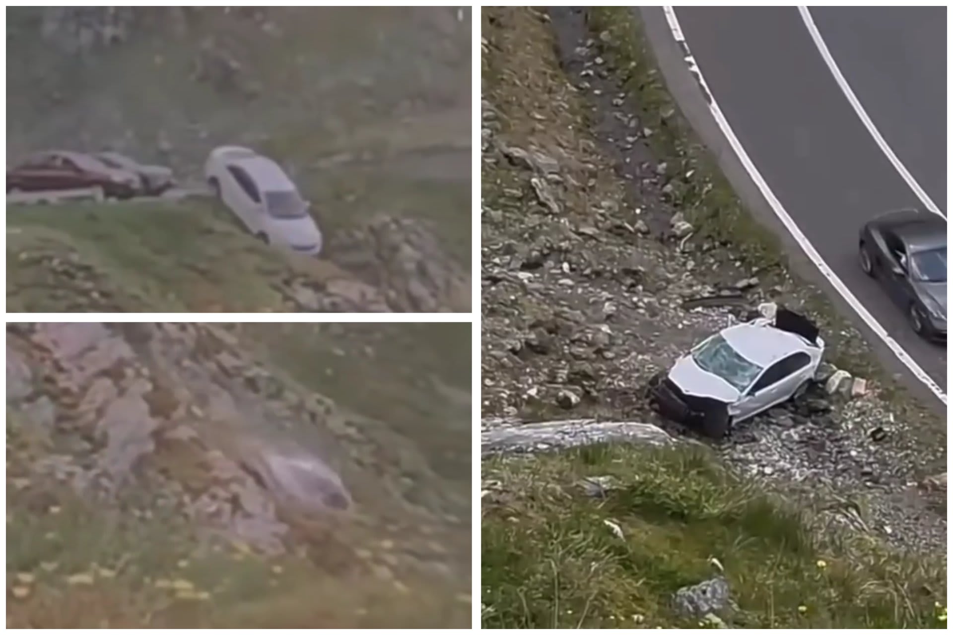 Autoturism grav avariat în râpa de pe Transfăgărășan, scena accidentului