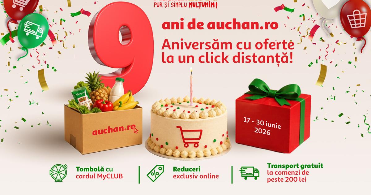 Auchan.ro sărbătorește 9 ani de activitate online cu oferte speciale