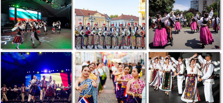 Ansamblu folcloric dintr-o țară participantă la Festivalul Inimilor din Timișoara