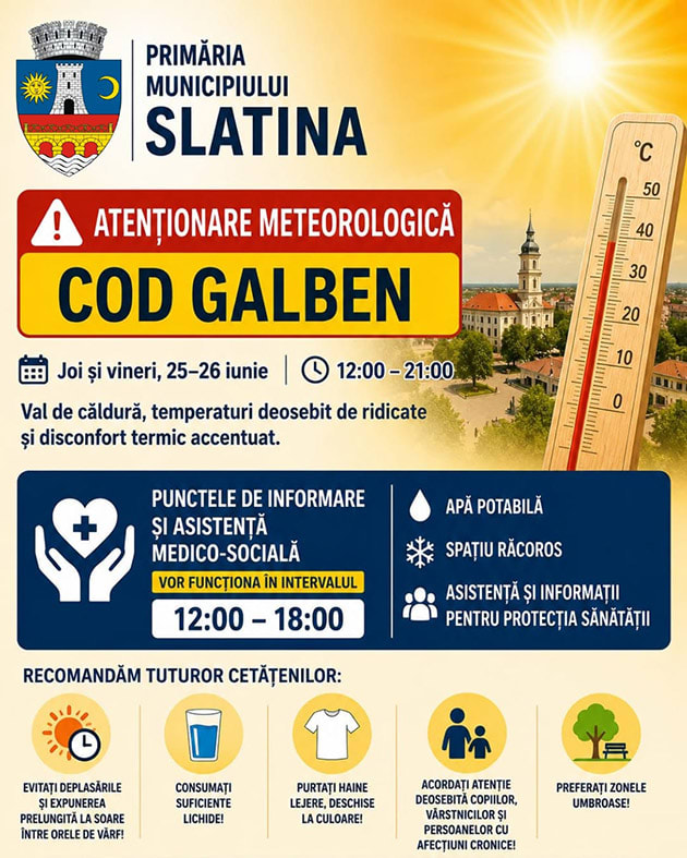 Punct de sprijin pentru populație în timpul caniculei în Slatina Punct de sprijin pentru populație în timpul caniculei în Slatina