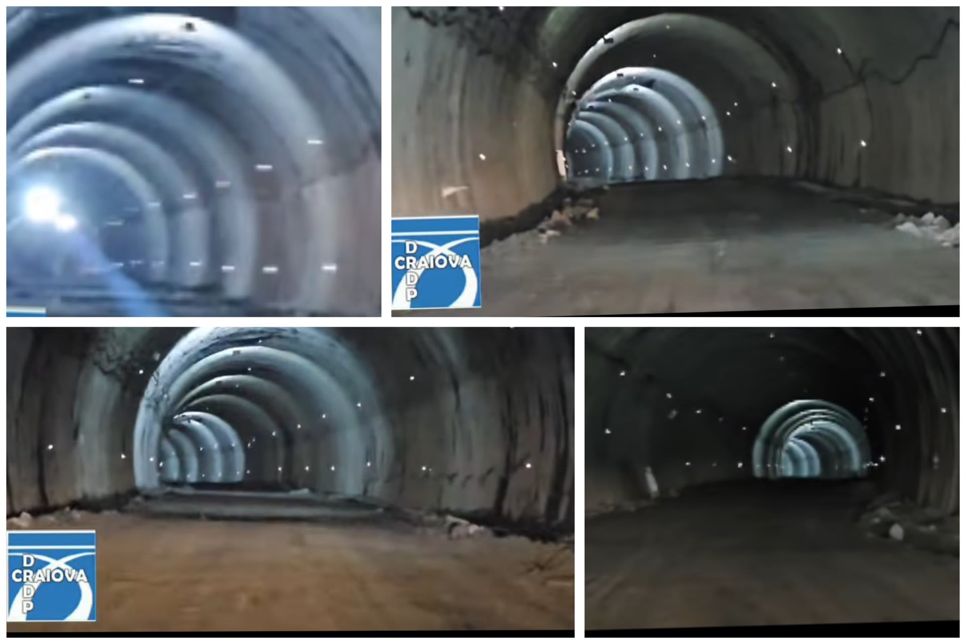 Galerie de tunel în construcție, muncitori, utilaje, șantier România