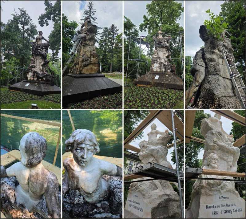 Statuia lui Barbu Știrbei restaurată în Parcul Zăvoi, Râmnicu Vâlcea