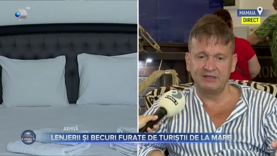 Camere de hotel cu obiecte furate și turiști în acțiune