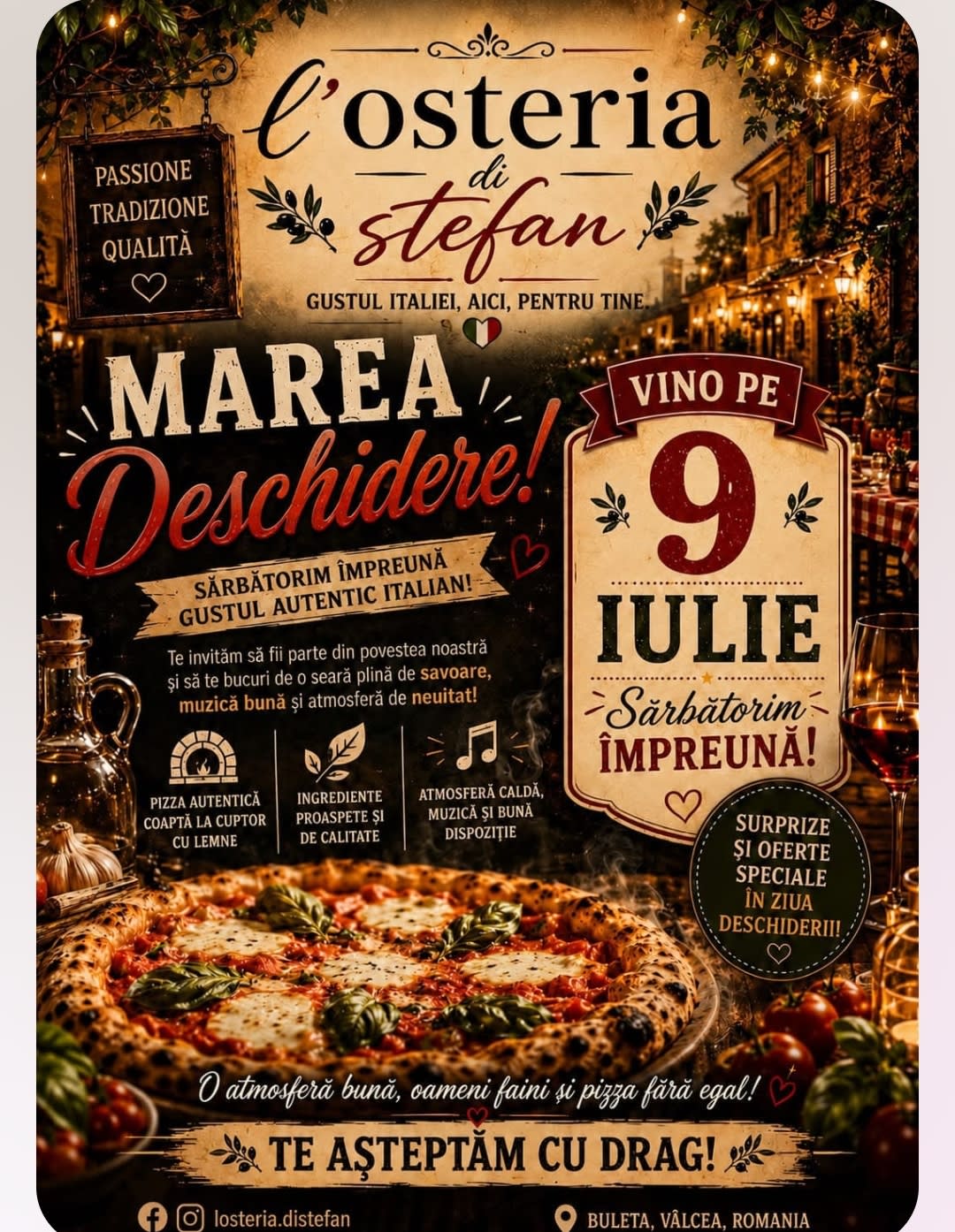 Restaurant L'Osteria di Ștefan în Buleta - Mihăești