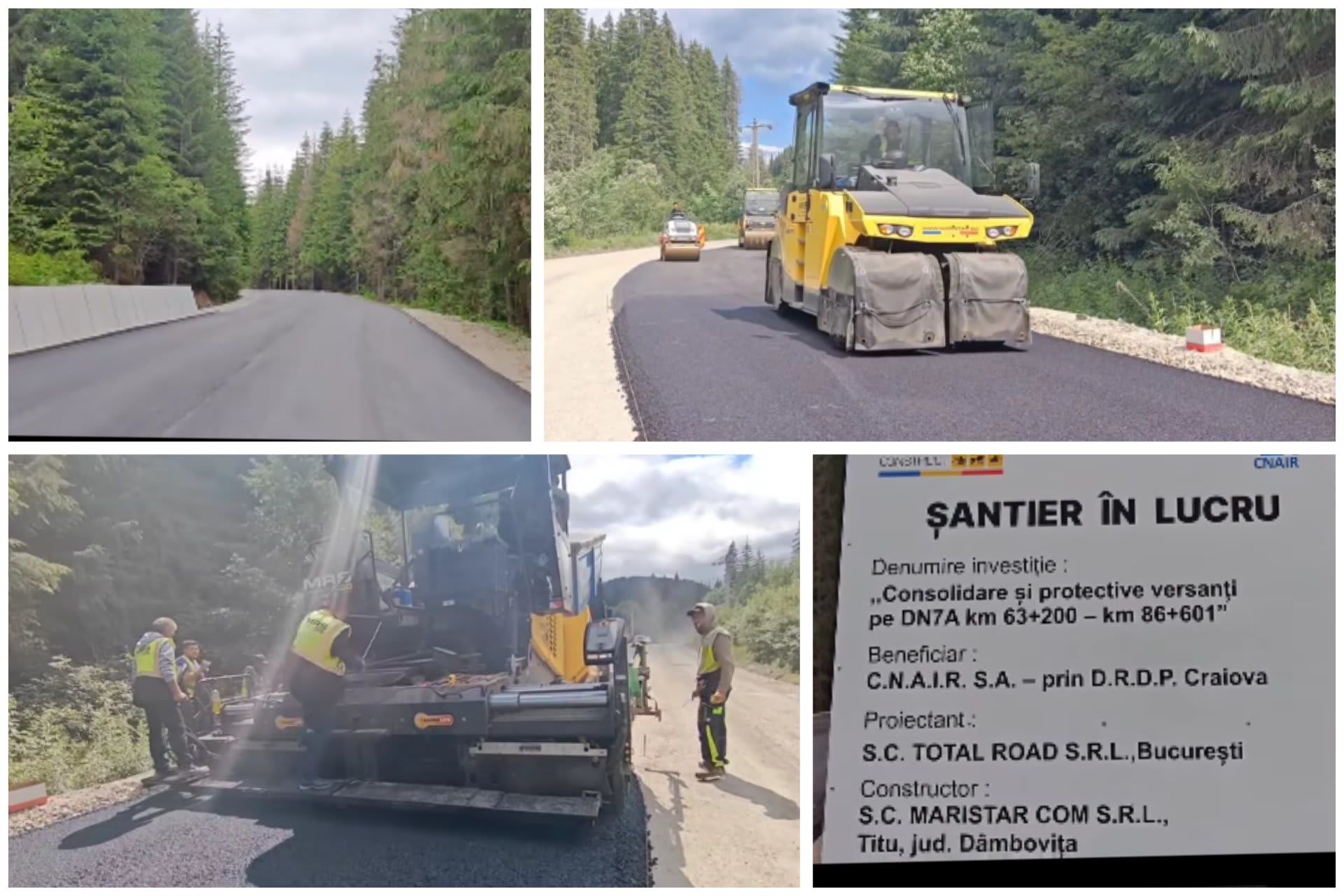 Șantier rutier cu muncitori și utilaje pe DN7A în Vâlcea Șantier rutier cu muncitori și utilaje pe DN7A în Vâlcea