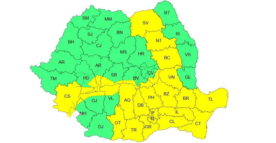 Furtună cu ploi torențiale și vânt puternic în România