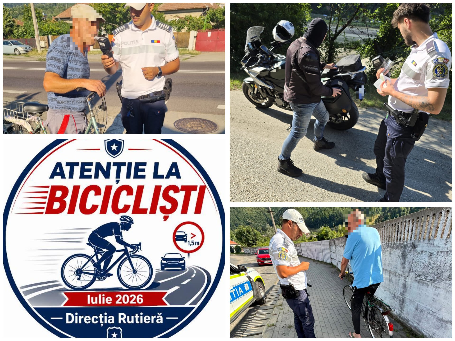 Polițiști rutieri verificând bicicliști și motocicliști în Vâlcea Polițiști rutieri verificând bicicliști și motocicliști în Vâlcea