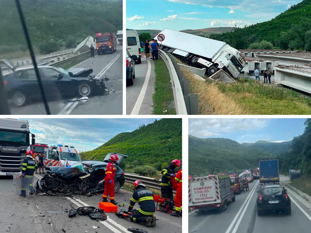 Mașină avariată după accident pe DN7 la Boița Mașină avariată după accident pe DN7 la Boița