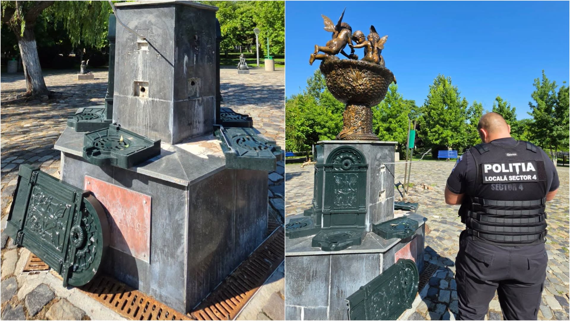 Fântâna Mariei Tănase vandalizată în parc