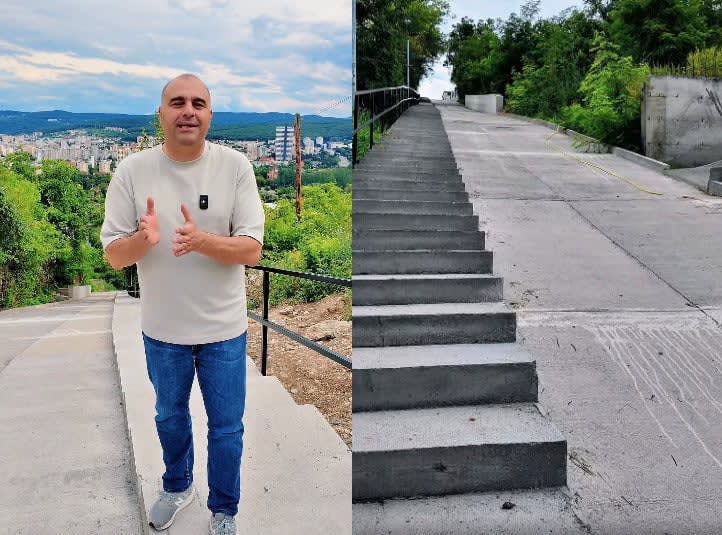 Traseu pietonal cu trepte și balustrade în cartierul Grigorescu, Cluj