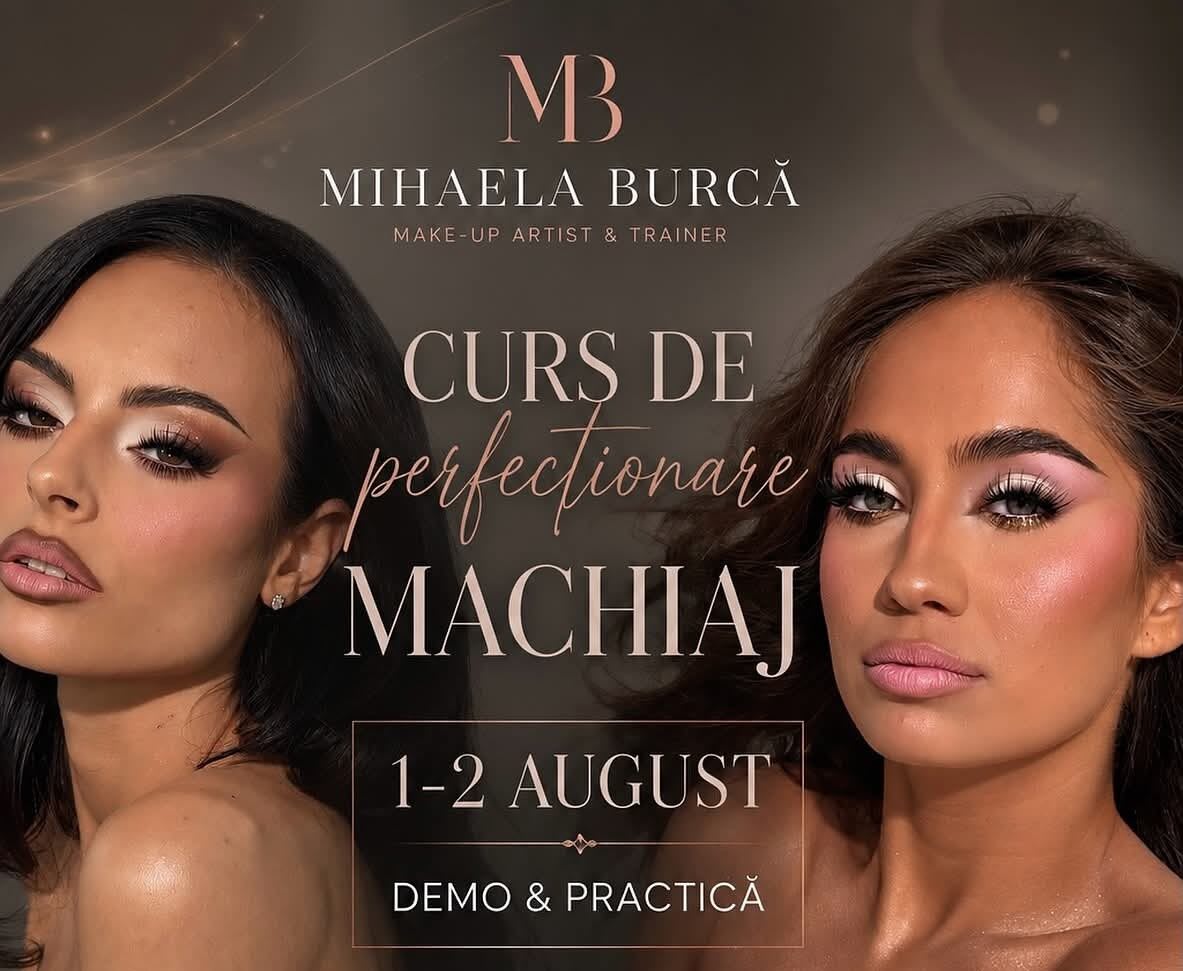 Make-up artist Mihaela Burcă în timpul unui curs de machiaj