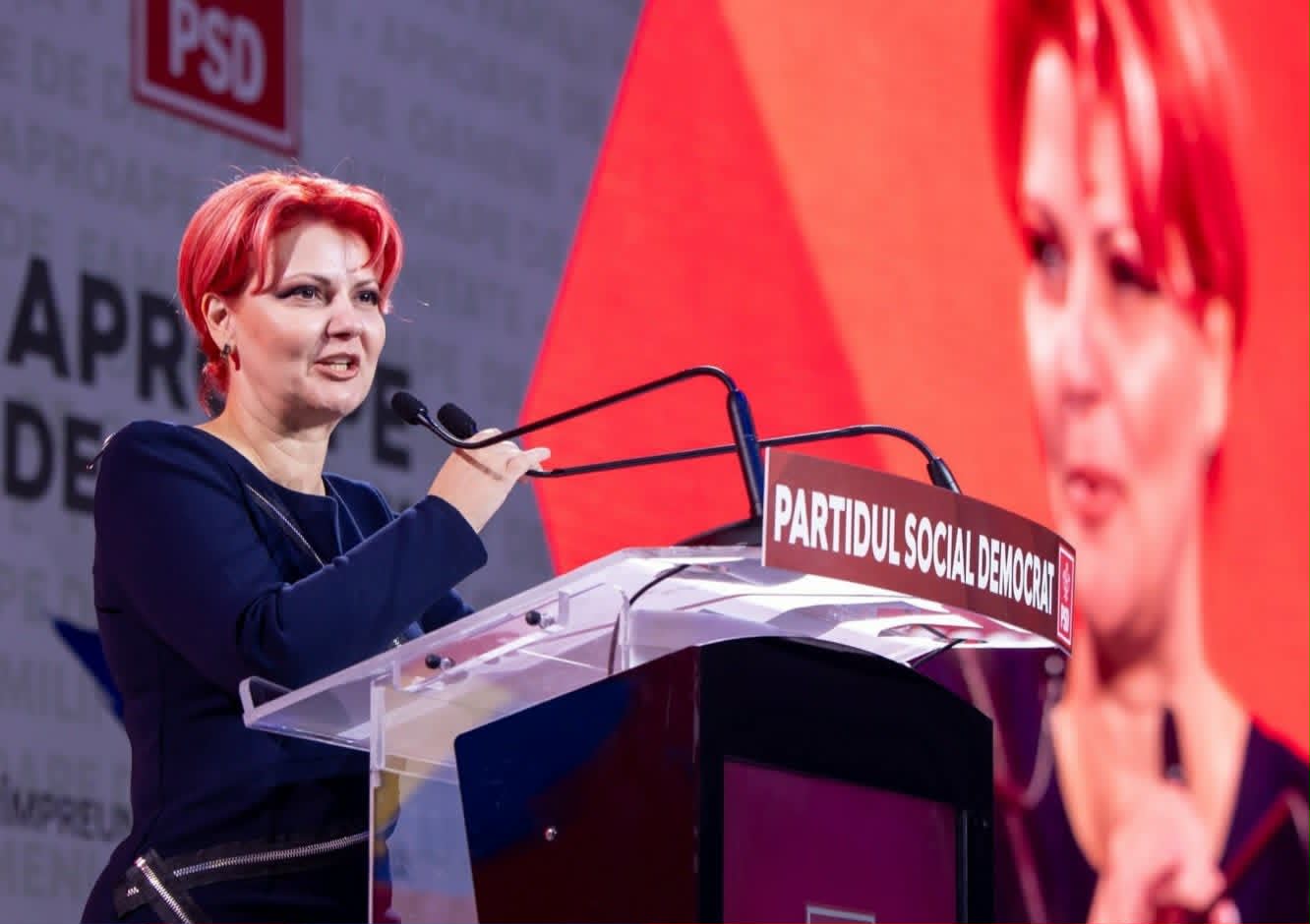 Lia Olguța Vasilescu explicând poziția PSD despre legea salarizării