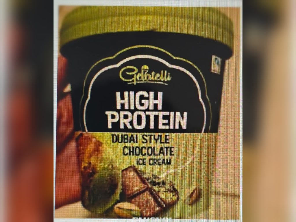 Cutie de înghețată Gelatelli cu etichetă, alergen nedeclarat Cutie de înghețată Gelatelli cu etichetă, alergen nedeclarat
