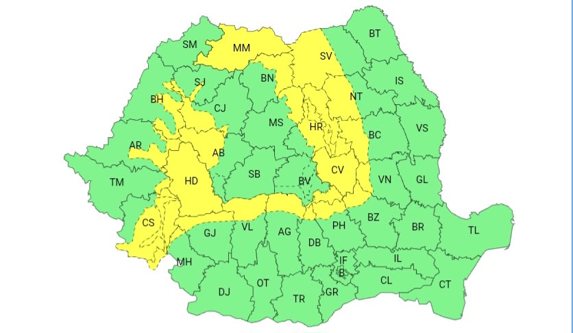 Vânt puternic și ploi torențiale în zona montană a județului Gorj