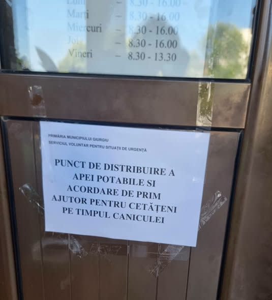 Punct de distribuție a apei potabile în Giurgiu în zilele de caniculă