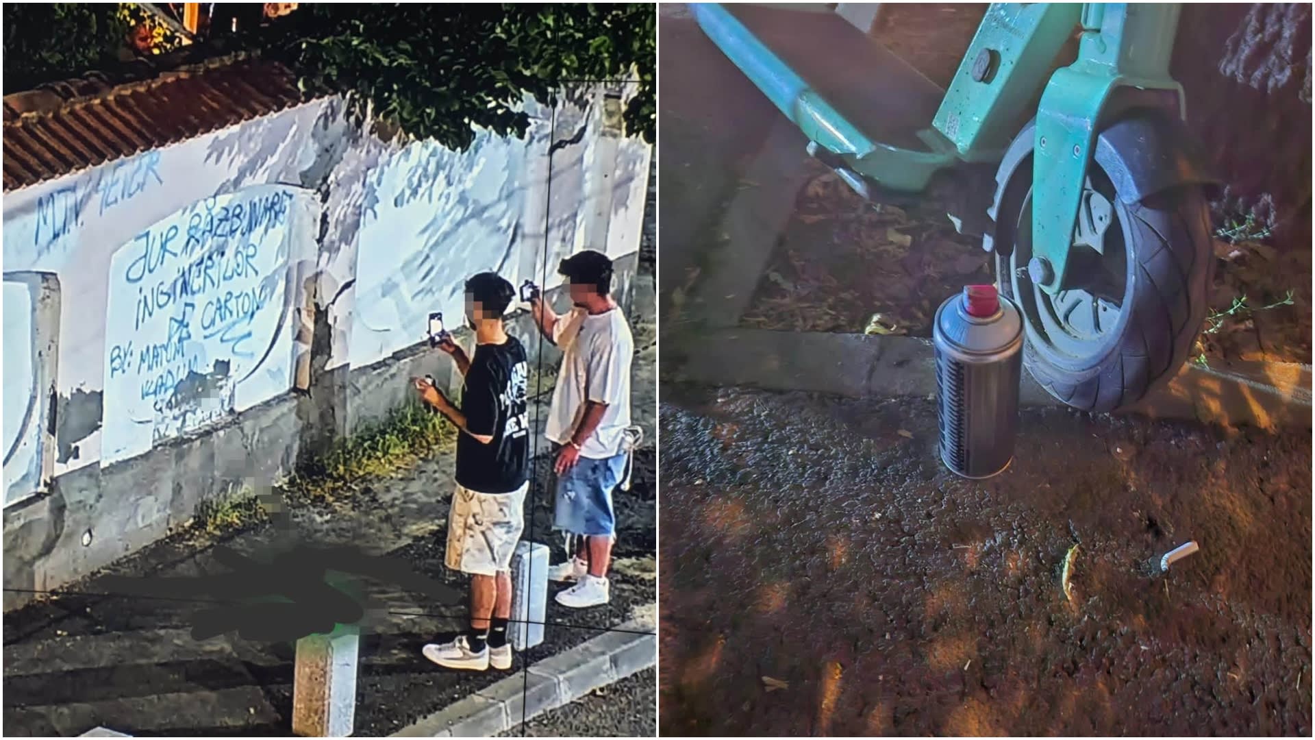 Puști prins de polițiștii locali făcând graffiti pe zid în București