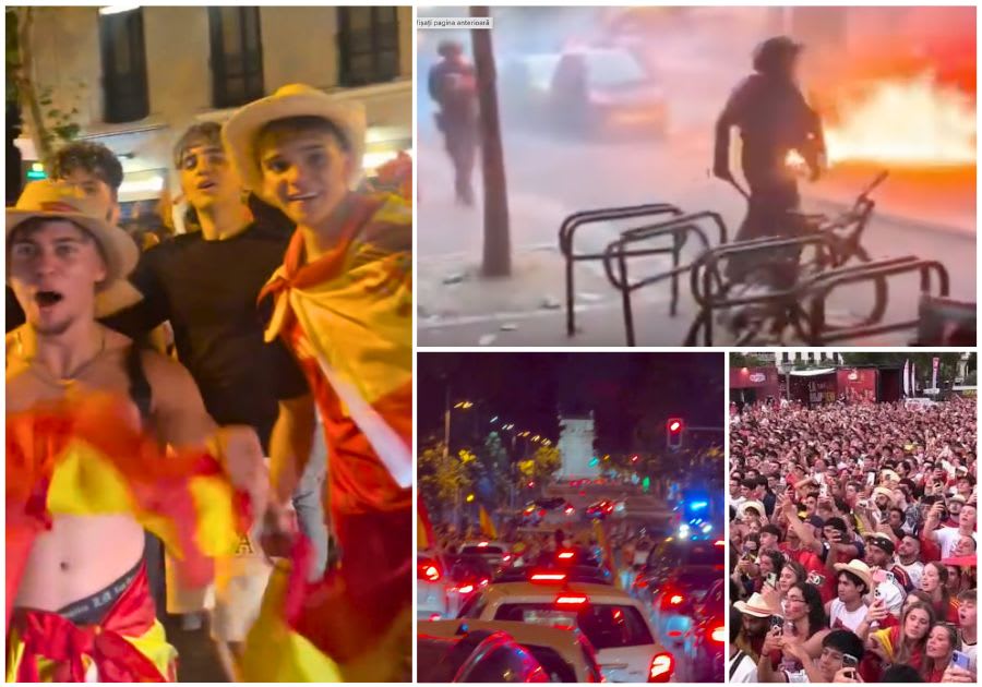 Suporteri spanioli sărbătorind calificarea în finala Cupei Mondiale