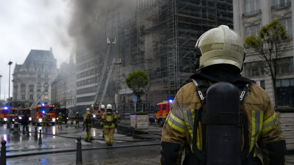 Echipaj de pompieri în acțiune la incendiu în Bruxelles
