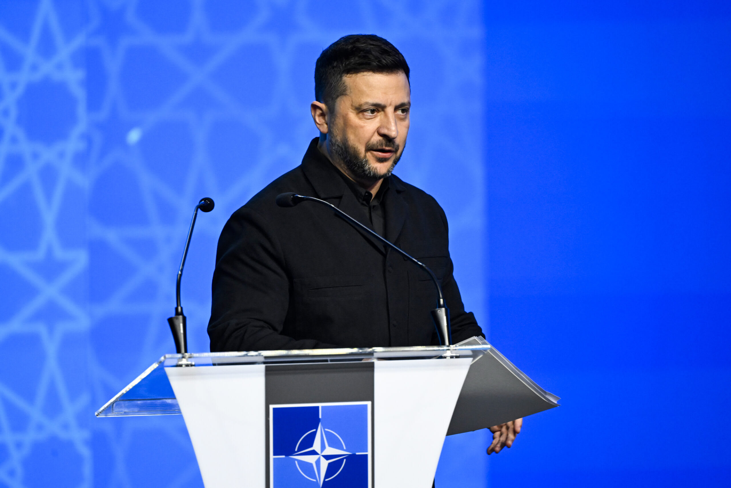 Președintele Ucrainei, Volodimir Zelenski, la o conferință de presă Președintele Ucrainei, Volodimir Zelenski, la o conferință de presă