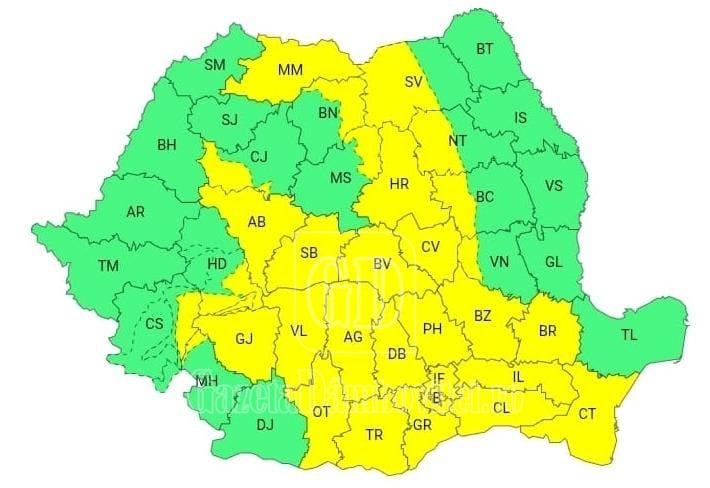 Fenomene meteo extreme în Dâmbovița, ploi și vijelii