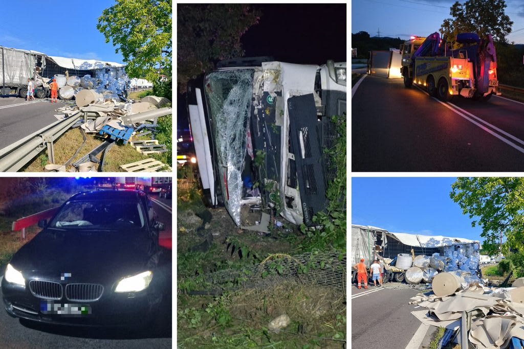 TIR răsturnat pe DN7 în Bujoreni, echipe de intervenție la fața locului