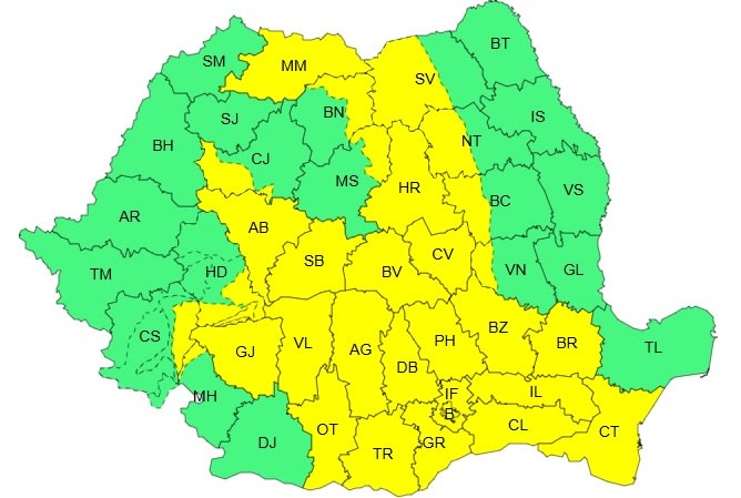 Fenomene meteo extreme în Brașov, ploi și vijelii