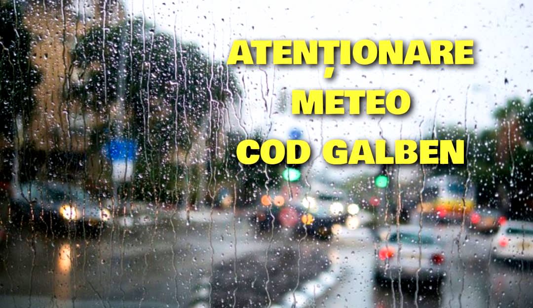Harta județului Vrancea cu zonele afectate de cod galben