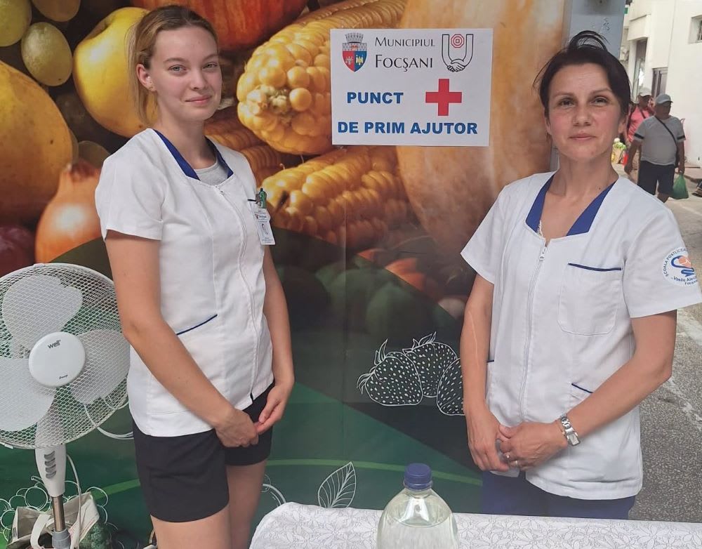 Punct de prim ajutor în Focșani în timpul caniculei
