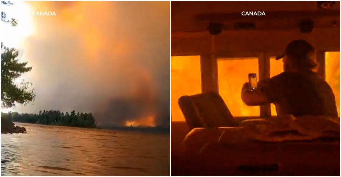 Orașe canadiene acoperite de ceață portocalie și focuri de vegetație