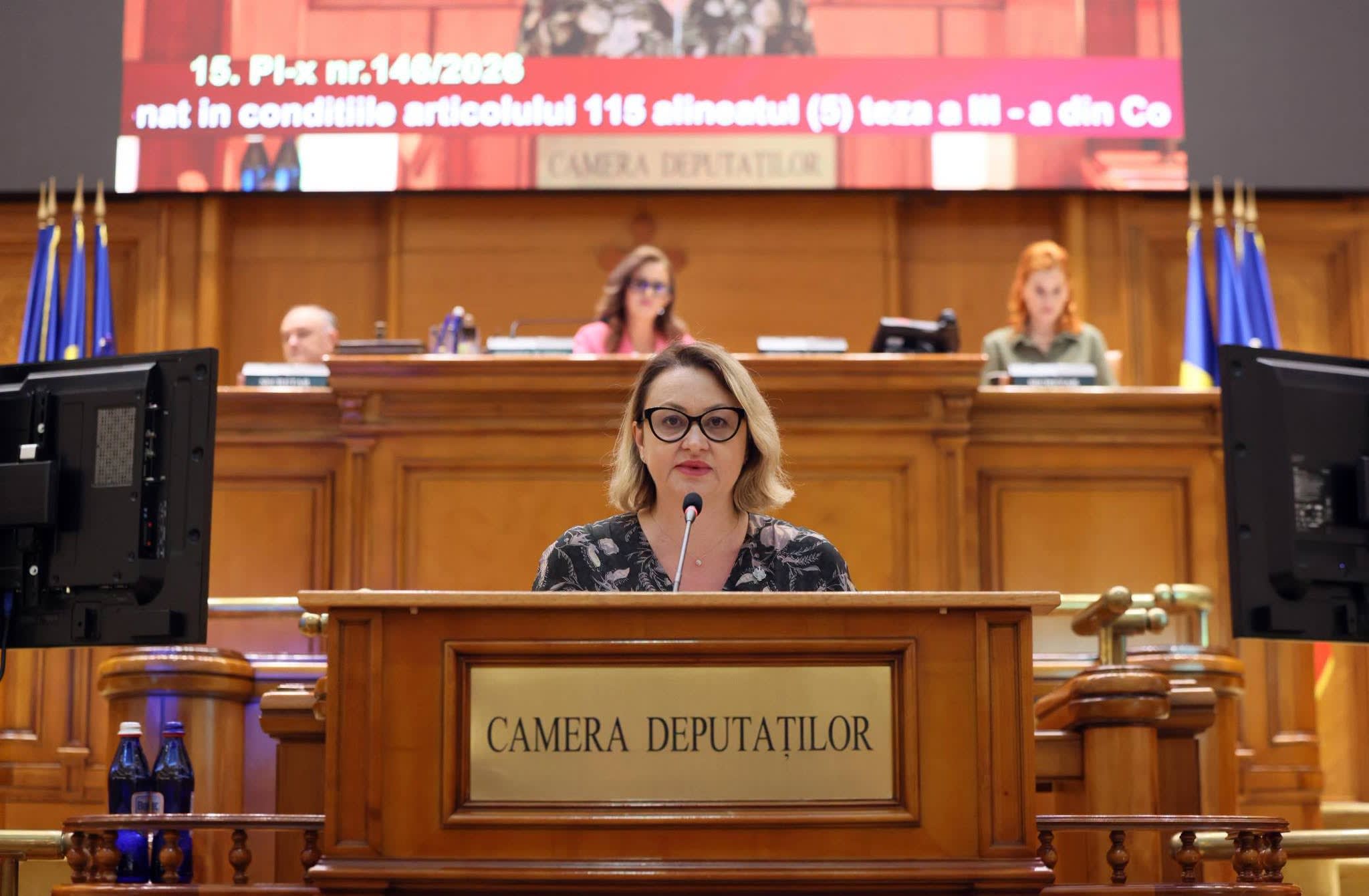 Deputatul Ana Rinder în timpul discursului despre sistemul sanitar Deputatul Ana Rinder în timpul discursului despre sistemul sanitar