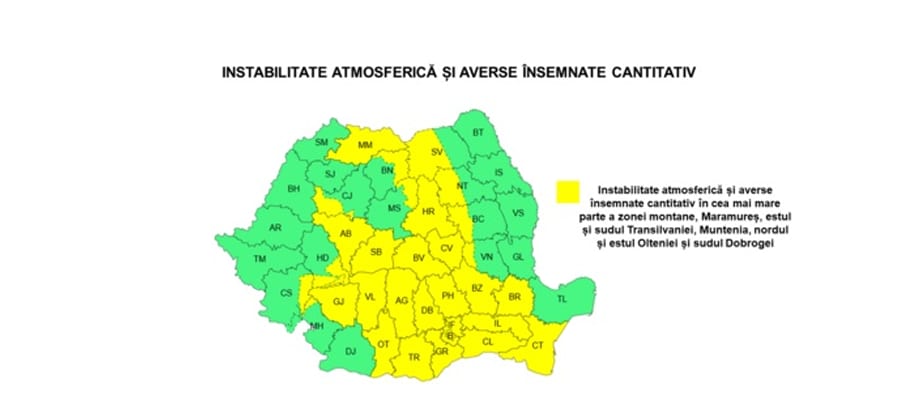 Furtuni și ploi torențiale în România