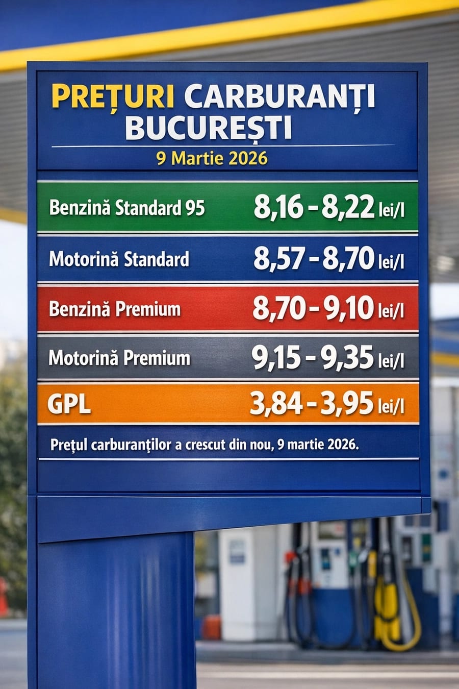 Stație carburanți în România, prețuri afișate