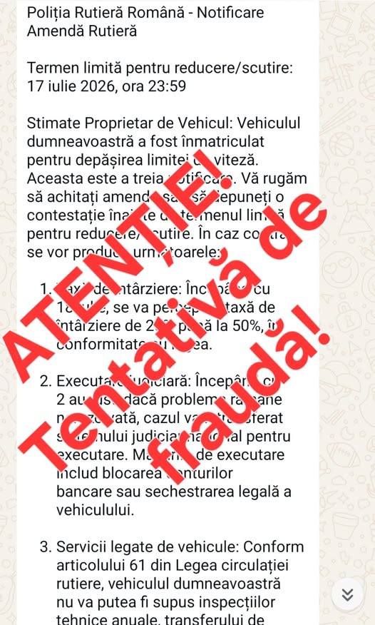 ISU Botoșani: Atenție la tentativele de fraudă prin mesaje false de la poliție