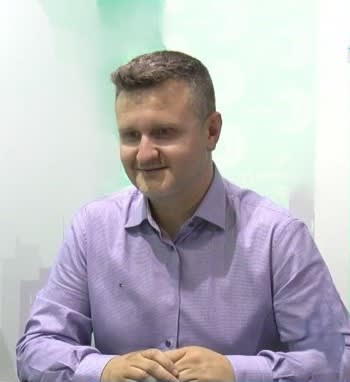 Marius Leafu în timpul conferinței de alegeri din Giurgiu