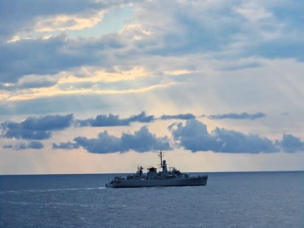 Nava militară românească în Marea Neagră în timpul exercițiului