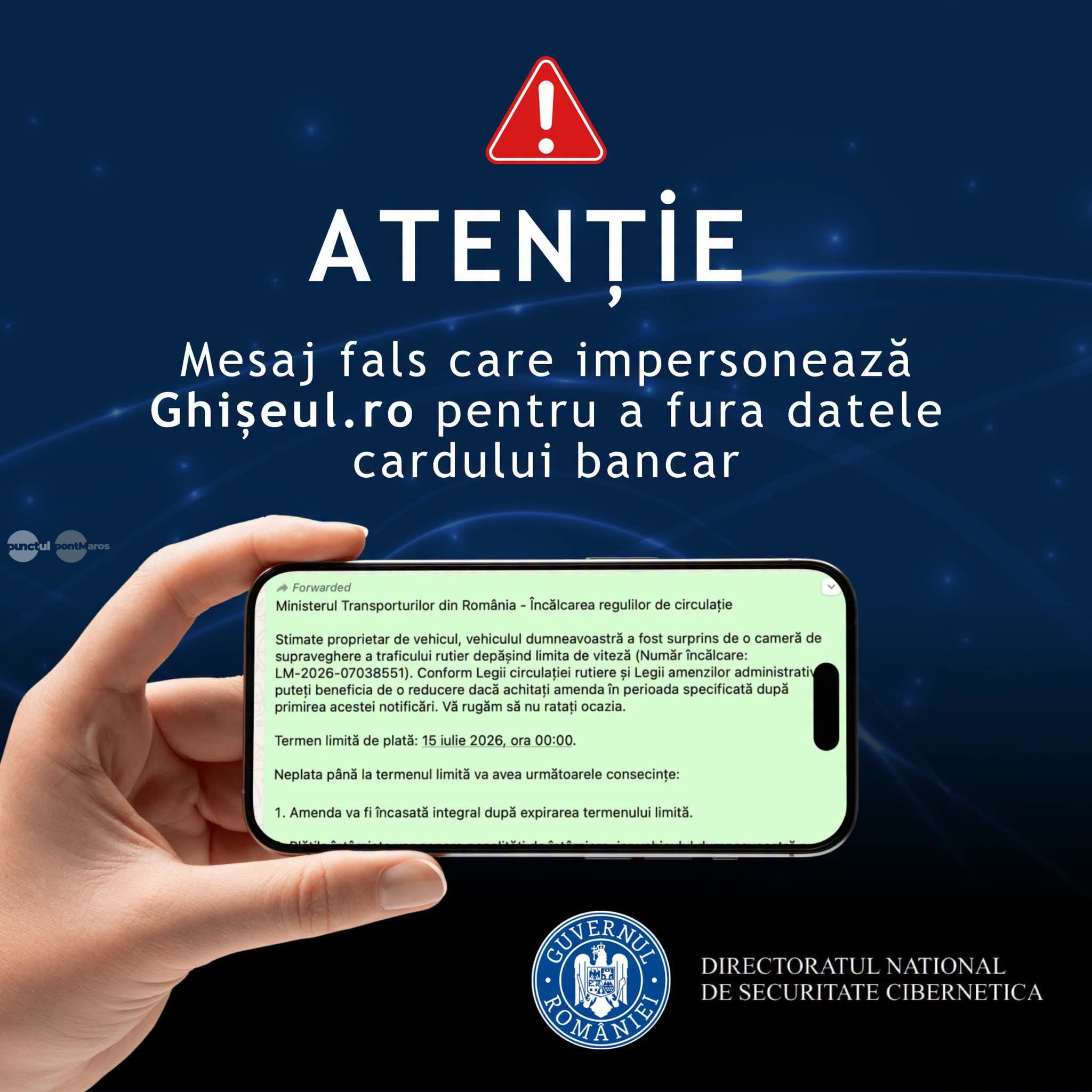 Ecran cu mesaj de avertizare despre fraudă online