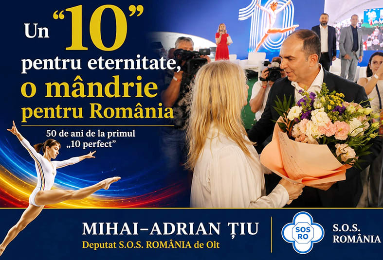 Nadia Comăneci în timpul unei performanțe de gimnastică