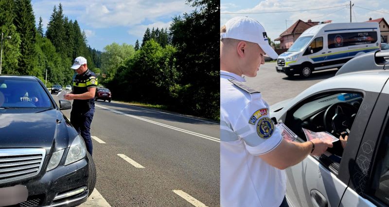 Polițiști rutieri din Brașov în acțiune cu radarul