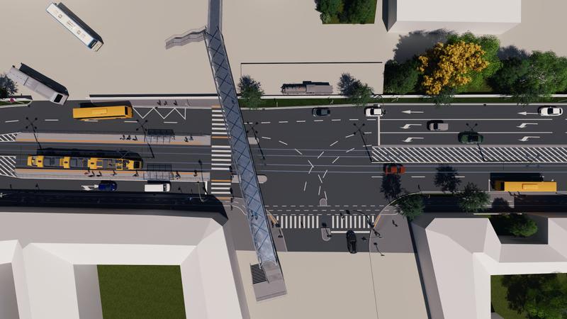 Constructori lucrând la șantierul noii linii de tramvai din Timișoara