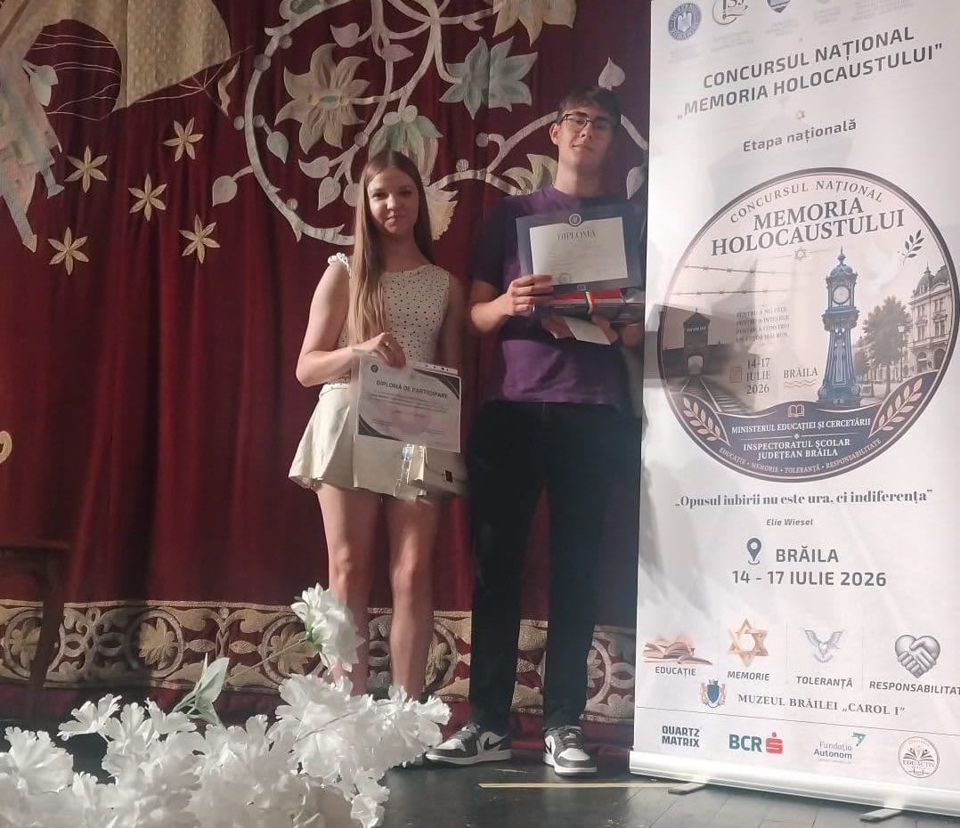 Elevul Eduard Pădurariu din Dorohoi, premiat la Concursul Național „Memoria Holocaustului”
