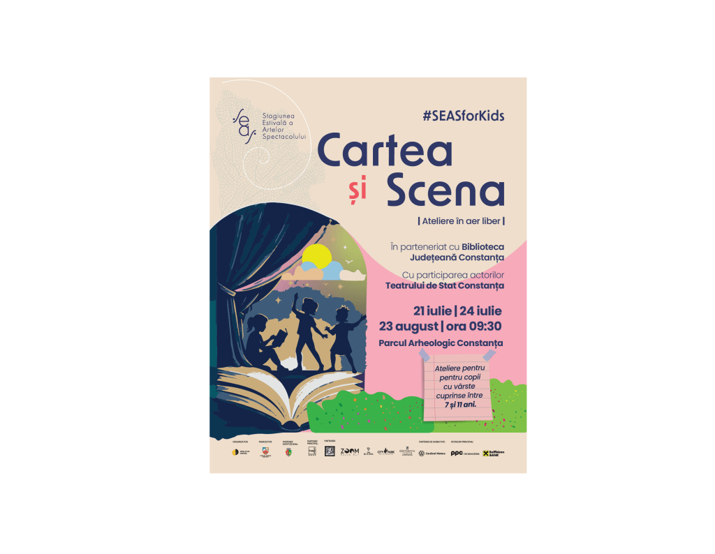 Copii participând la atelier teatral în parc, Constanța