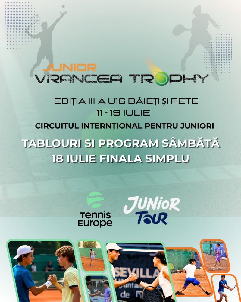 Finale tenis Junior Vrancea Trophy la Focșani, sportivi în acțiune