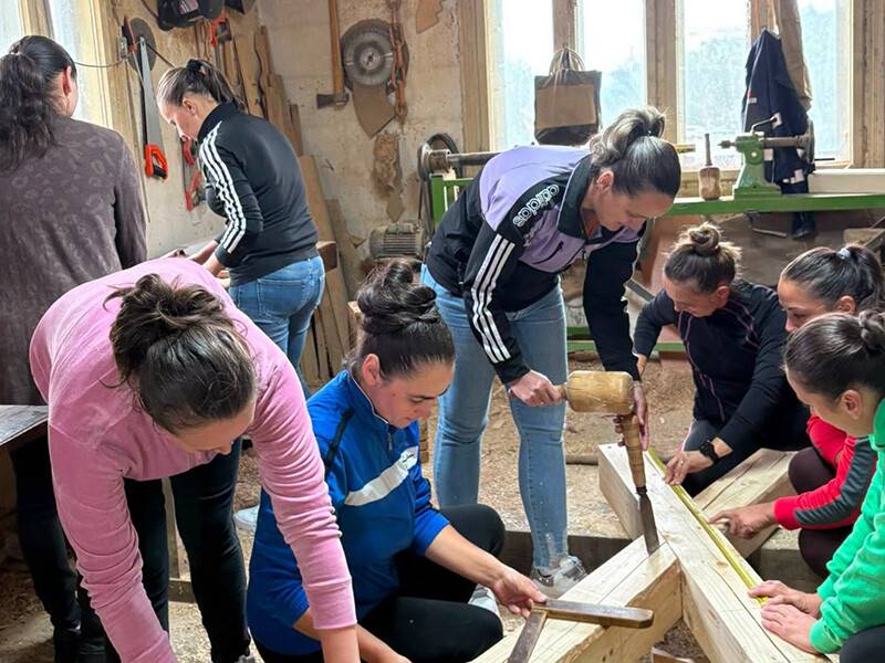 Participanți la curs de tâmplărie în Budești, Maramureș Participanți la curs de tâmplărie în Budești, Maramureș