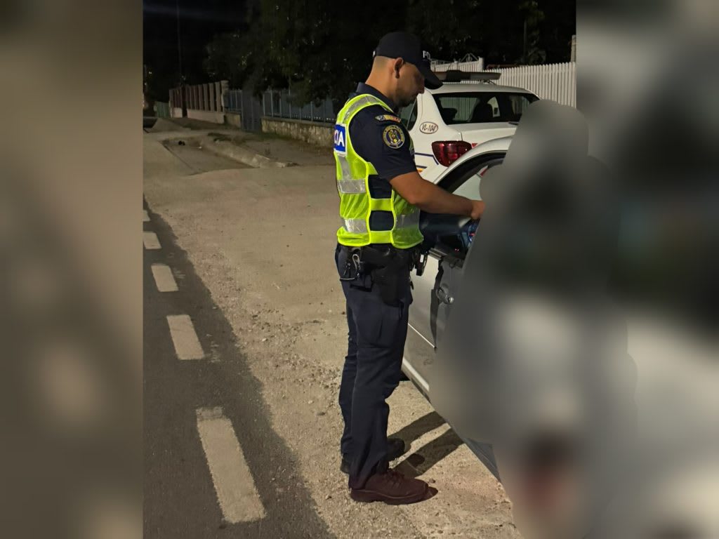 Polițiști rutieri verificând un șofer pe DN 64 în Vâlcea