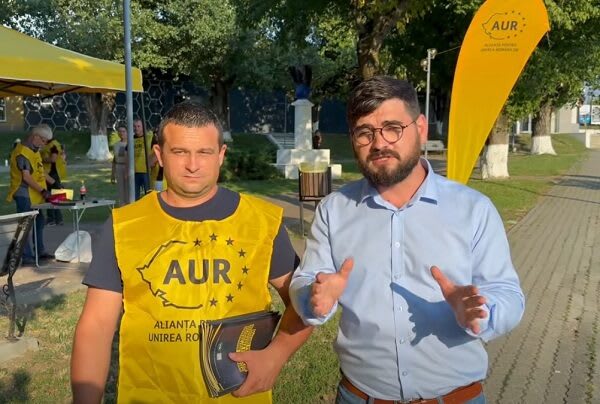 Samuel Miclău în timpul discursului, campanie electorală