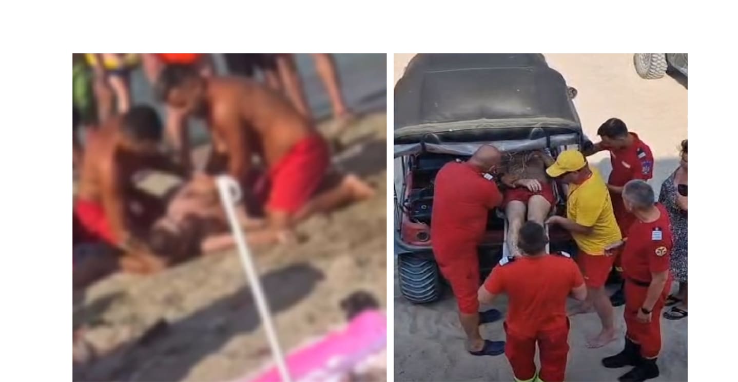 Salvamar salvând un adolescent de la înec pe plaja Steaua de Mare