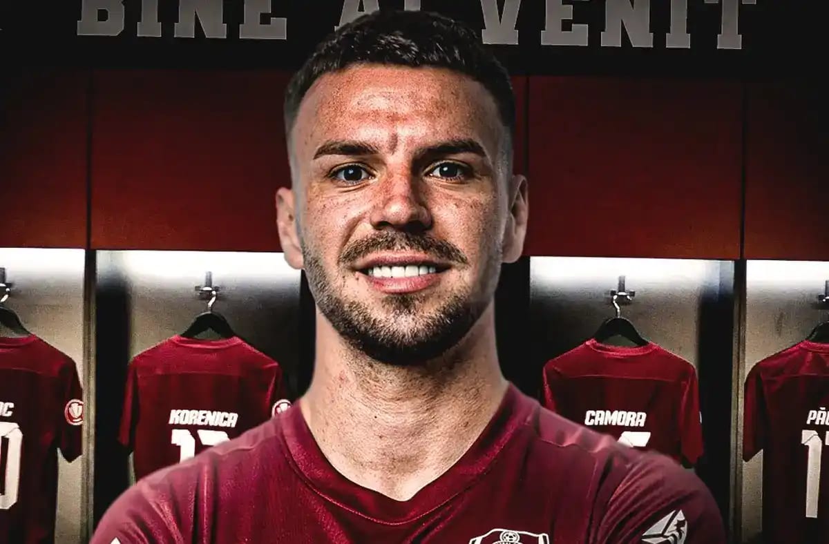Andrei Cordea marcând gol pentru CFR Cluj în meciul de la Galați
